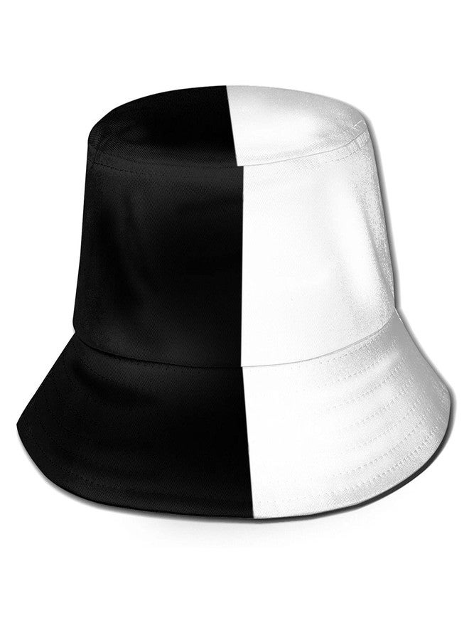 ASYG Pure Split Black and White Bucket Hat Travel Fisherman Cap Protection Sun Hat for Fishing Hat Men Women - Image 1